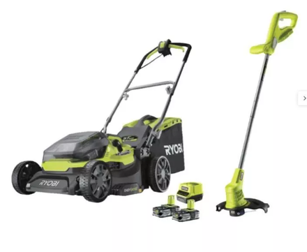 Tondeuse + coupe bordure RYOBI RY18LMH37LT25-250 One+, 2x18V, l.37cm, 2 batteries 5Ah - 5133004717