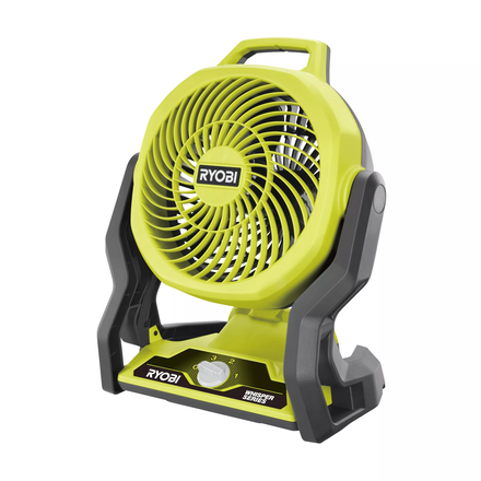 Ventilateur 18V - diamétre 19 cm - tête orientable haut/bas & droite/gauche - 3 vitesses 2100 / 1300 / 700 tr/min RYOBI - 5133005596