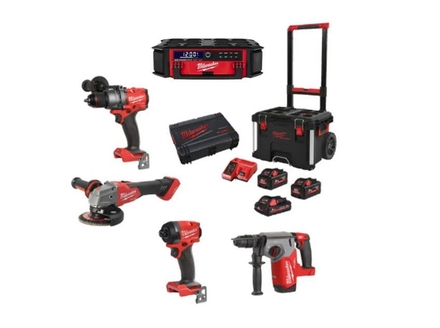 Powerpack 4 outils MILWAUKEE M18 FPP4AE-533P + radio Packout