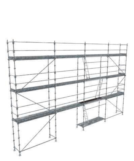 Echafaudage ACIER fixe R200 104 m² PROGRESS MEDIUM garde-corps lisses + planchers acier + plinthes - TUBESCA - 0P000398