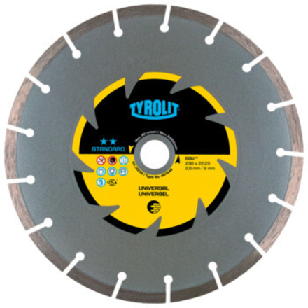 Disque diamant universel - sciage électro-portatif 230x2,6x22,23 STANDARD TYROLIT - 467448