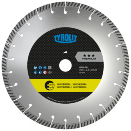Disque diamant universel - sciage électro-portatif 230x2,4x22,23 PREMIUM TYROLIT - 474753