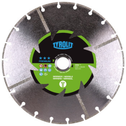Disque diamant marbre pour tronçonnage à sec - sciageportatif diam. 350x3x20 PREMIUM TYROLIT - 490961