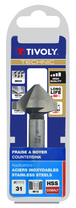 Fraise à noyer 90° HSS-E5 -DIN 335C -Queue cylindrique / Ø: 31 / L: 71 TIVOLY - 10331623100