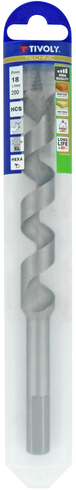 Foret bois spirale unique - Queue hexagonale (Etui plastique) / L: 200 Ø: 18 TIVOLY - 10800141800