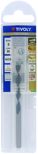 Foret bois 3 pointes -Queue cylindrique -Gradué SLR / L: 86 Ø: 5 TIVOLY - 10863840500