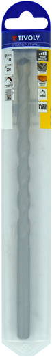 Foret bétons L200mm -Queue cylindrique (Blister) / L: 200 Ø: 10 TIVOLY - 10900721000