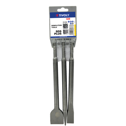 3 pièces - Pic & burins PACK DEMOLITION SDS+ L250mm TIVOLY - 10901070043