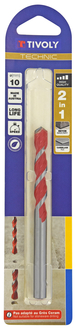 Foret 2 en 1 Bétons/Carrelages -Plaquette carbure affûtée -Goujures nervurées / L: 120 Ø: 10 TIVOLY - 10913021000