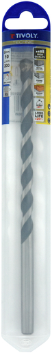 Foret bétons L200mm -Plaquette carbure affûtée diamant -Queue cylindrique / L: 200 Ø: 10 TIVOLY - 10913221000