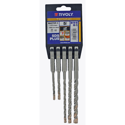 5 forets MASTER3 SDS+ 3 taillants L 110- 160mm Ø 5 à 10mm TIVOLY - 10922770001