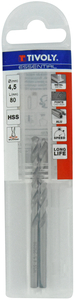 Foret métaux taillé meulé HSS -DIN338 -h8 -Pointe en croix Ø: 4.5 L: 80 TIVOLY - 11437740450