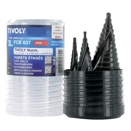 3 forets étagés HSS revêtus TiAlN Ø 4 à 37mm TIVOLY - 11438770002