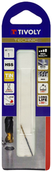 Foret métaux taillé meulé HSS -Revêtu en bout TiN -DIN338 -h8 -Pointe en croix -Queue à 3 méplats Ø: 1 L: 34 TIVOLY - 11453120100