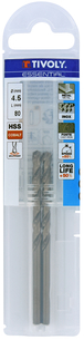 Foret métaux HSS-E5 -Revêtu GOLD -DIN338 -h8 -Pointe en croix Ø: 4.5 L: 80 TIVOLY - 11455040450