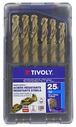 25 forets métaux HSS-E5 (Cobalt 5%) pointe en croix Ø 1 à 13mm par 1/2 TIVOLY - 11455070017