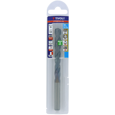 Foret métaux HSS-E5 TBX -Revêtu BLADE -DIN338 -h8 -Affûtage 4 faces Ø: 10 L: 133 TIVOLY - 11456141000