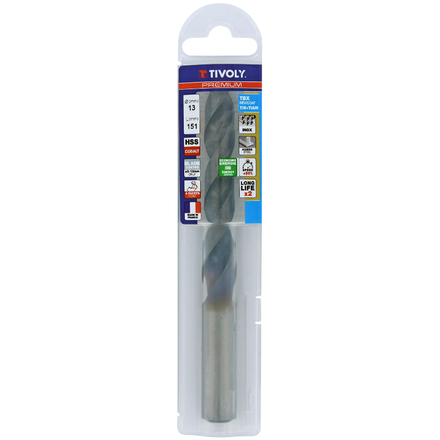Foret métaux HSS-E5 TBX -Revêtu BLADE -DIN338 -h8 -Affûtage 4 faces Ø: 13 L: 151 TIVOLY - 11456141300