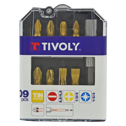 9 pièces -8 embouts revêtus TiN + 1 porte-embout magnétique TIVOLY - 11501570022
