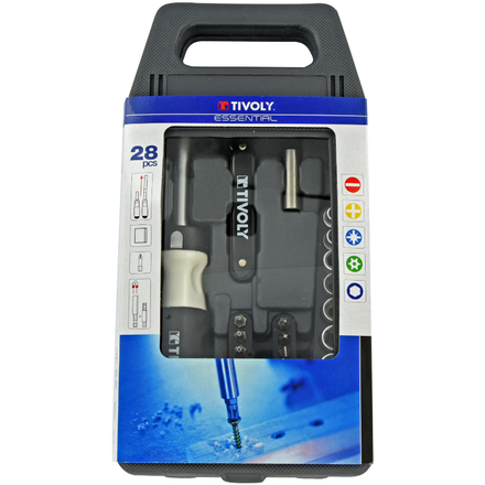 28 pièces -15 embouts + 9 douilles + 1 porte-embout magnétique + 1 tournevis + accessoires -STANDARD TIVOLY - 11501570027