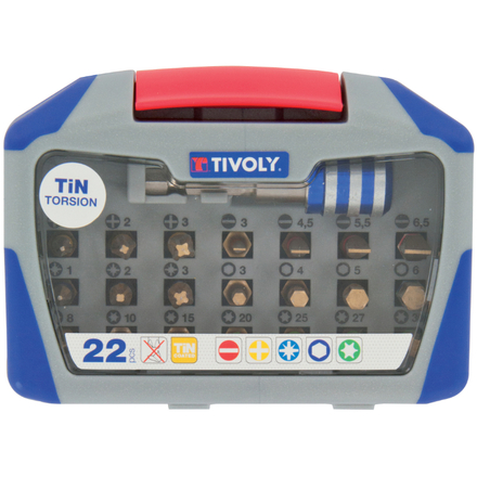 22 pièces -21 embouts torsion revêtus TiN + 1 porte-embout quick change magnétique Quick change TIVOLY - 11521572003