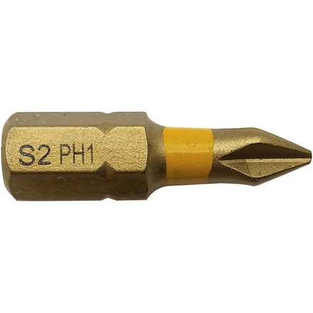 Embout de vissage -Torsion TiN -Pour vis Phillips (Blister) N°: N1 / L: 25 TIVOLY - 11522320100