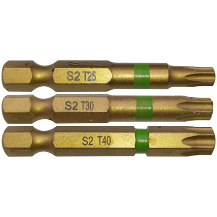 Embout de vissage -Torsion TiN -Pour vis Torx (Blister) N°: N25-30-40 / L: 50 TIVOLY - 11522420002