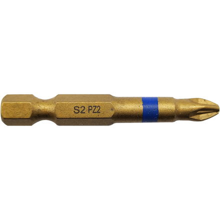 Embout de vissage -Torsion TiN -Pour vis Pozidriv (Blister) N°: N2 / L: 50 TIVOLY - 11522720200