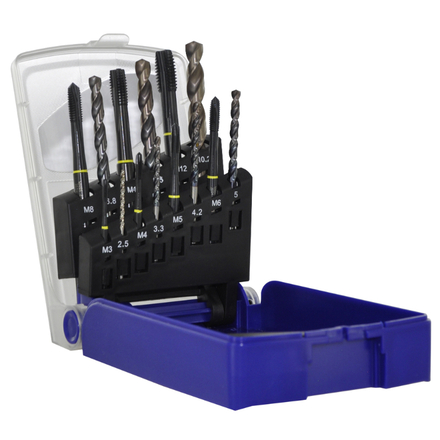 14 pièces -7 tarauds HSSE5% coablt Multi-applications GUN DIN 371/6 M3 à M12 + 7 forets TBX HSSE5 % cobalt revêtus Blade TECHNIC TIVOLY - 11900170032