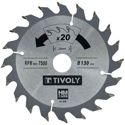 Lame de scie circulaire -Débit - Pour Bois et plâtre -Pour scie portative Ø: 130 x Ø2: 20 x Z: 20 TIVOLY - XT50514004126