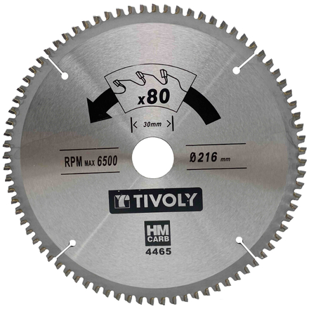 Lames de scie circulaire -Finition -Pour plastique, aluminium, bois durs -Pour scie portative Ø: 180 x Ø2: 20 x Z: 60 TIVOLY - XT50514004461