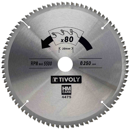Lame de scie circulaire -Finition - Pour Bois dur, stratifié, parquet -Pour scie radiale Ø: 305 x Ø2: 30 x Z: 96 TIVOLY - XT50514004479