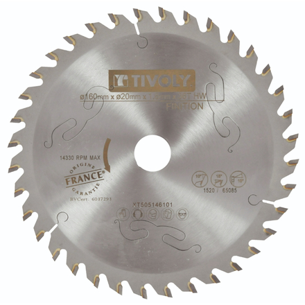 Lames de scie circulaire -Finition -Pour bois -Pour scie portative Ø: 160 x Ø2: 20 x Z: 36 TIVOLY - XT505146101