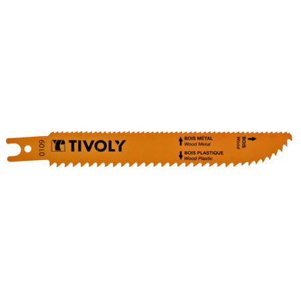 Lame de scie sabre -Multi directionnelle -Pour bois, MDF, bois avec clous, métal, matériaux composites, Epoxy -Attache universelle double / L: 150 / H: 130 / Droite TIVOLY - XT505820109
