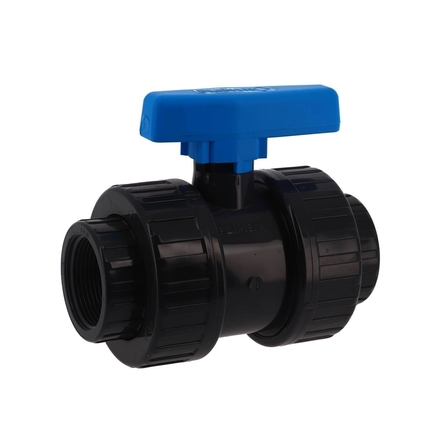 VANNE DOUBLE UNION POIGNEE GRISE PVC BVE FF 1''1/2 - RENSON - 369407