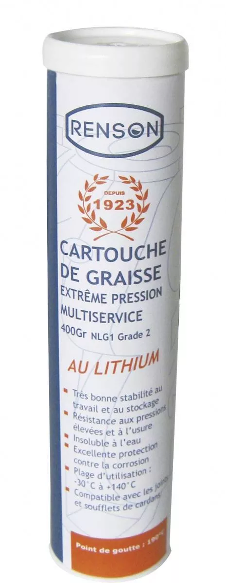 CARTOUCHE DE GRAISSE 400G EXTREME PRESSION GRADE 2 RENSON - 932004