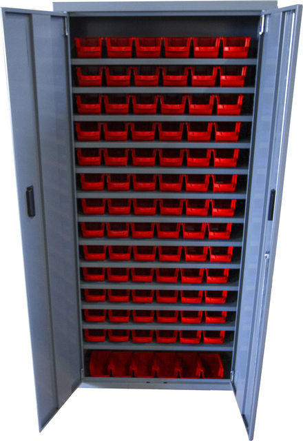 Armoire 2 portes 13 tablettes 84 bacs rouges 1L VISO - AP84PA02R