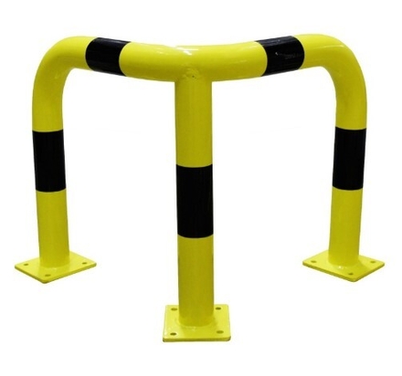 Barrière de protection d'angle acier avec platine tube Ø76mm noir/jaune VISO - BARA6066NJ