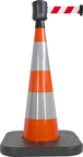 Cone lesté orange avec base à lester et boitier étanche sangle 4M Rouge/Blanc VISO - RCX104RB