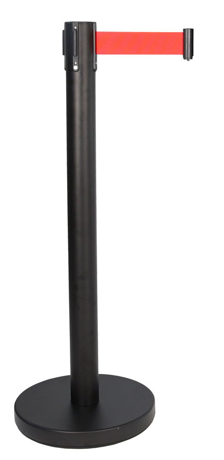 Poteau éco noir sangle rouge 3m VISO - RECO2BKRE