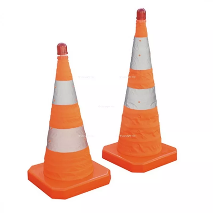 CONE DE SIGNALISATION VISO PLIABLE 70CM LAMPE CLIGNOTANTE ORANGLE/BLANC - SSC370