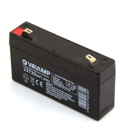 Batterie plomb rechargeable 6V 1,3Ah avec connexions Faston F1 - VELAMP - 23720