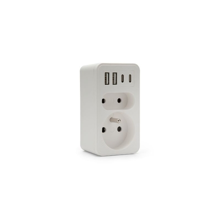 BIPLITE Multiprise 2P+T 16A/6A + 2 USB-A & 2 USB-C - VELAMP - ADAT-FR-10