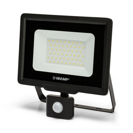 Projecteur LED SMD IP44 50W noir 4000K avec détecteur de mouvements PADLIGHT5 - VELAMP - IS768-5-4000K