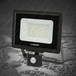 Projecteur LED SMD IP44 50W noir 4000K avec détecteur de mouvements PADLIGHT5 - VELAMP - IS768-5-4000K