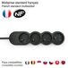 Multiprise 4 prises 16A avec protection enfant - câble 1,5m - VELAMP - MULTIP-FR-4K