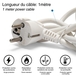 Multiprise 5 prises 16A avec interrupteur et câble 1m - VELAMP - MULTIP-FR-I-5