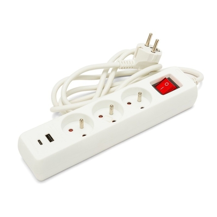 Bloc multiprise 3 sorties 2 prises USB - VELAMP - MULTIP-FR-USB3
