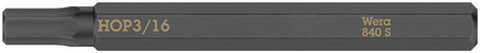 Embout standard extra rigide à 6 pans creux 840 S Hex-Plus 3/16