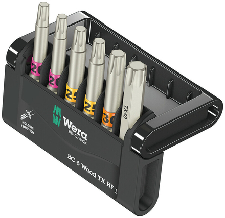 Jeu d'embouts Bit-Check 6 Wood TORX HF 1 Wera - 05056470001